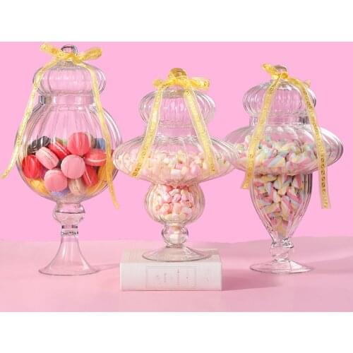 European-style Transparent Glass Candy Jar Household Large Storage Sealed Jar Dessert Candy Display Jar Kitchen Storage Utensils