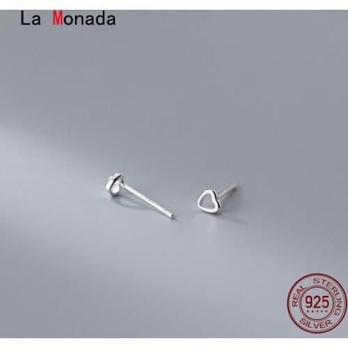 La Monada Women Silver Earrings 925 Stud Hollow Heart Small Earrings For Girls Stud Earrings Korean Cute Women Jewelry Female