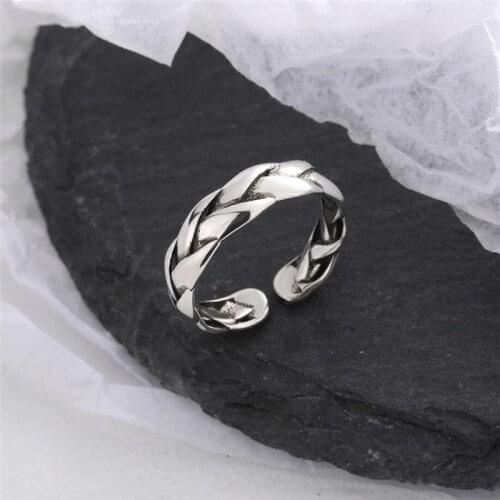 Sole Memory Vintage Twist Woven Chain 925 Sterling Silver Female Resizable Opening Rings SRI568