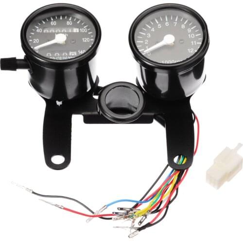 1PC Motorcycle Odometer 0-10km/h Speedometer 0-13000RPM Tachometer Dual Gauge Kit For Chopper Bobber Cafe Racer Retro Moto