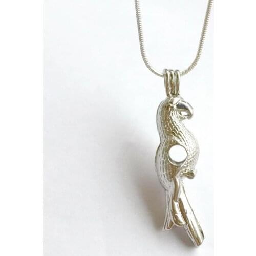 18KGP Parrot Pendant Agapornis Shape Can Put In Gem Stone Bead Locket Charm Fitting For DIY Bangle Necklace Jewelry