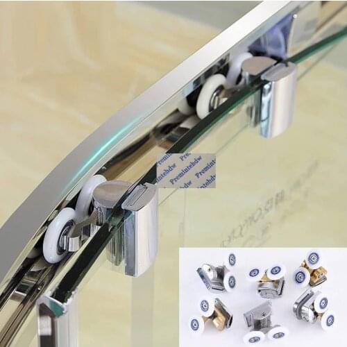 2Sets(2Top Wheels+2Bottom Wheels)/Lot Side Hung 304 Stainless Steel Brass Sliding Glass Door Wheel Roller Shower Enclosure Box