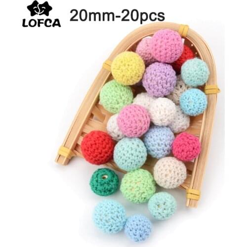 LOFCA 20PCS Crochet Beads 20mm Nursing Teething Chewable beads Baby Teether Toys Baby Shower Gifts