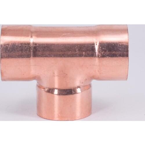 28.6 32 35 38 42 50mm ID 99.9% Copper End Feed Solder Tee 3 Ways Plumbing Fitting Coupler For Air Condition