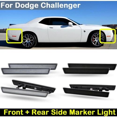 4Pcs For Dodge Challenger 2015-2019 clear or smoked lens front amber turn signal light and rear red LED side marker lamp
