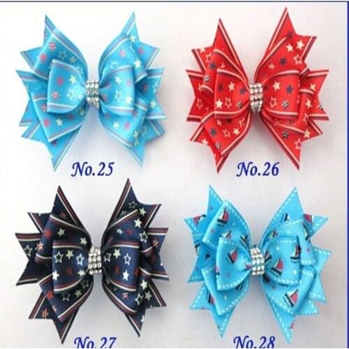 50 BLESSING Good Girl Boutique 3.5" National Flag Stylish Hair Bow Clip