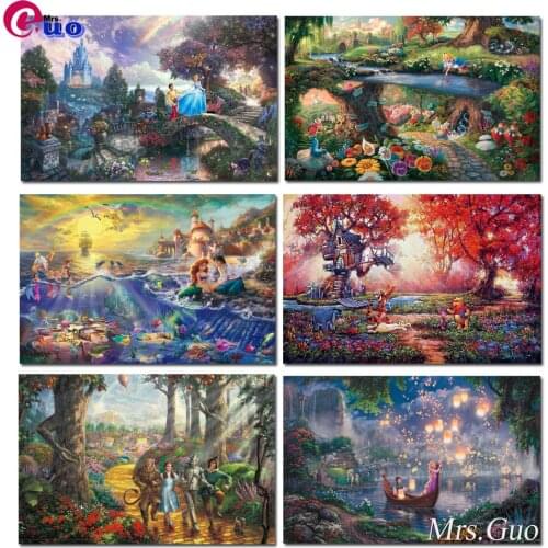 5D DIY Diamond Painting Full Square Cartoon Princess,Mermaid,Alice,Cross Stitch Kit Gift Round Diamond Embroidery Mosaic Pattern
