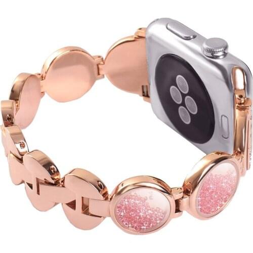 Diamond Strap for Apple Watch 6 SE 5 4 3 Band 44mm 42mm 40mm 38mm Luxury Gem Sand Bracelet Stainless Steel Watch Band for iwatch