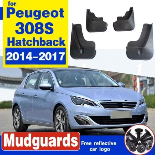 Car Mud Flaps for For Peugeot 308S Hatchback 2014-2017 For Fender Splash Guard Mudguard Mudflaps Soft plastic Accessories