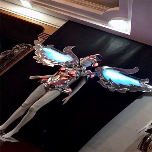 BV19 Catwalk performance led light costumes RGB full color women robot suit glowing armor outfit luminous colorful dress disco