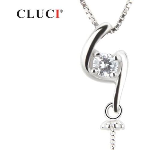 CLUCI 925 Sterling Silver Pearl Pendant Mounting Women Fine Jewelry Twist Zircon Charms Pendant Silver 925 Jewelry SP053SB