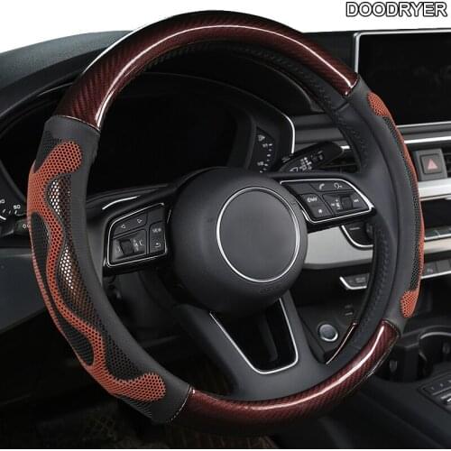 DOODRYER Carbon Fiber Leather Car Steering Wheel Cover For Toyotas Crown S180 S210