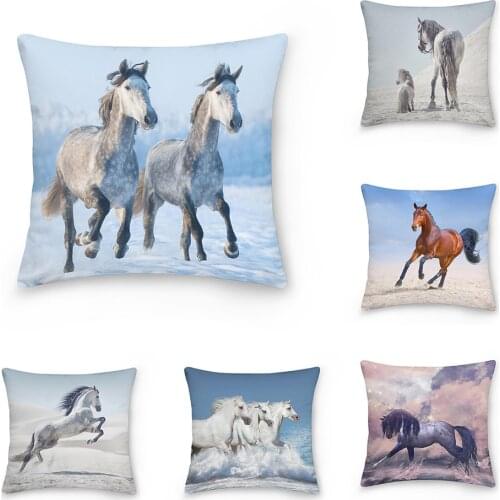 Double Side Horse Pattern Decorative Cushions Pillowcase Polyester Cushion Cover Throw Pillow Sofa Decoration Pillowcover