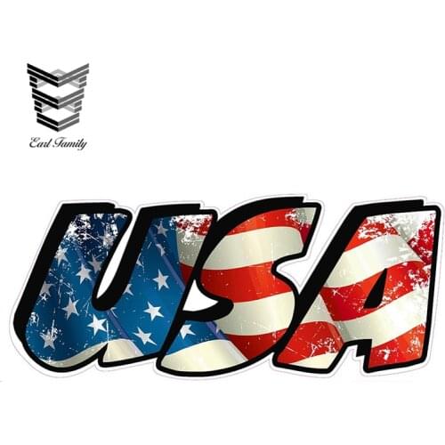 EARLFAMILY 13cm X 6cm American Flag USA Lettering Vinyl Decal Funny Car Stickers Decal for Car Truck Window Bumper