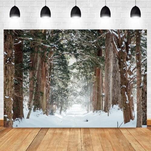 Winter Forest Backgrounds For Photography Snow Tree Home Wall Decor Natural View Scenic Photographic Backdrop For Photo Studio