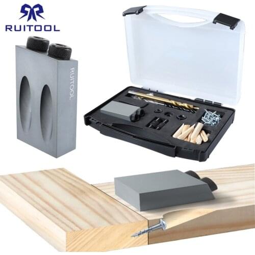 Pocket Hole Jig Kit 6 8 10mm Solid Aluminum Mini Wood Jig Oblique Hole Locator Drill Guide for DIY Woodworking