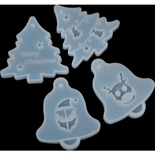 Christmas Tree Bell Elk Pendant Casting Silicone Mould Crystal Epoxy Resin Mold DIY Crafts Aromatherapy Wax Aroma Gypsum Plaster