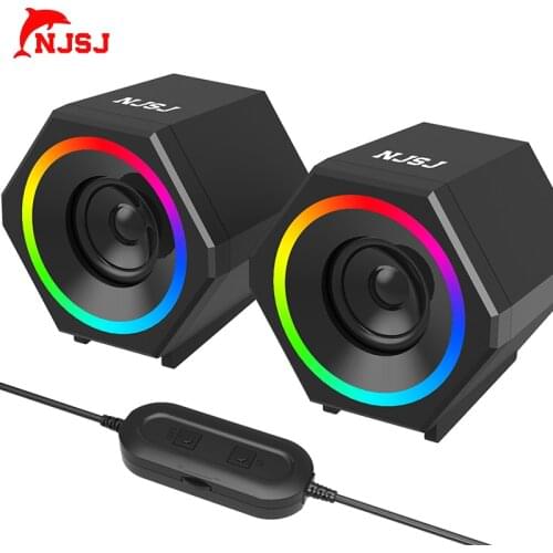 NJSJ Computer Speakers 2.0 USB-Powered Gaming Speaker Wired Multimedia Speakers for PC,Laptop,Tablet,Cellphone- Black
