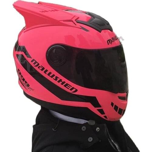 Cool malushen Flashing brand motorcycle full face helmet casque chopper motorcycle in winter season safety adult pink helme