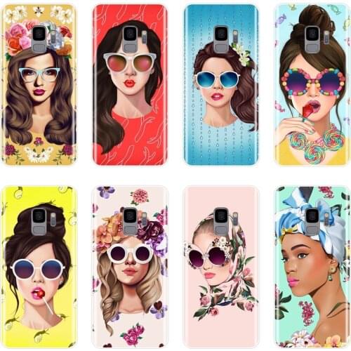 Soft Silicone Phone Case For Samsung Galaxy S8 S9 Plus S5 S6 S7 Edge Flower Girl Pink Yellow Back Cover For Samsung Note 9 8 5 4