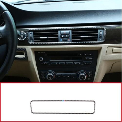 Soft Carbon Fiber Car Center Air Conditioning Vent Frame Stickers Trim For BMW 3 Series E90 E92 2005-2012