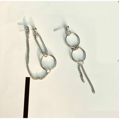Cheap Marketing Punk 2019 Fashion New Earrings Asymmetric Circle Chain Street Wind Earrings Ladies Gift Wholesale Bar Earrings