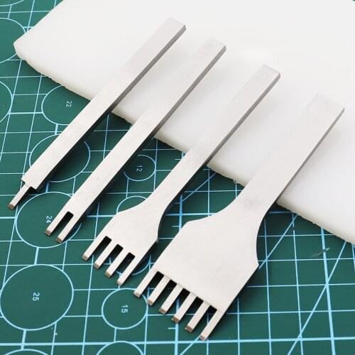 New 3mm 1-2-4-6 teeth Leather Chisel Hole Punch Stitching Tool Diamond Pricking Iron Leather Craft tool Completely Polishing
