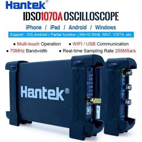 Hantek IDSO1070A 2CH 70MHz Original IPhone/iPad/Android/Windows WIFI USB Oscilloscope 250MSa/s 2 Channels Bandwidth Support