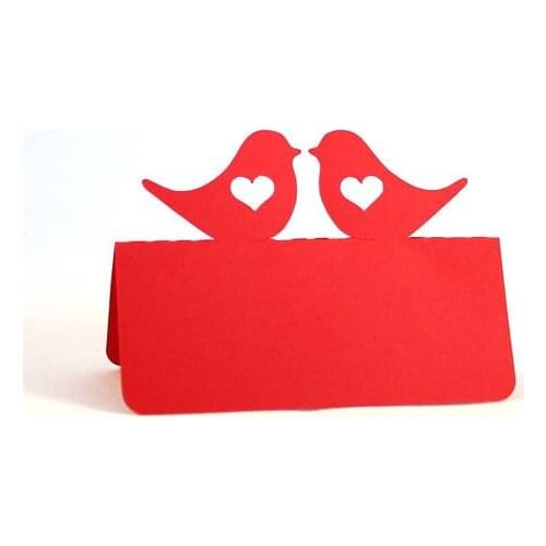 Red love bird tent place cards rustic Wedding bridal baby shower Party Anniversary Seating table number name Tented Escort Card