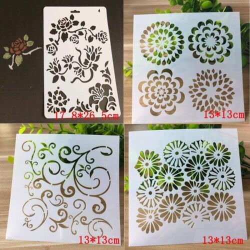4pc Mesh Stencil Reusable Plastic Painting Template DIY Scrapbooking Album Bullet Journal Accessories Office School Supplies