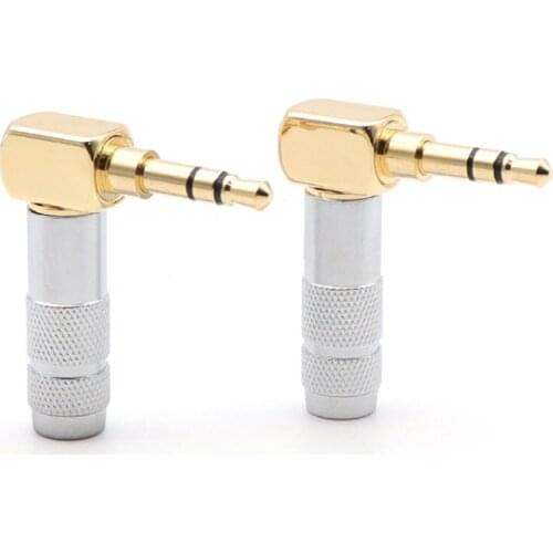 3.5mm L Shape Jack Gold Plated 90 Degree Angle Audio Connector Audio Plug Silver