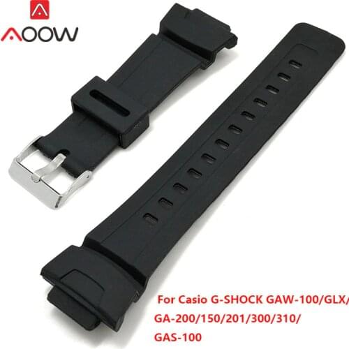 Silicone Watchband for Casio G-Shock GAW-100 /GLX/ GA-200/150/201/300/310/GAS-100 Black Replacement Band Strap Watch Accessories