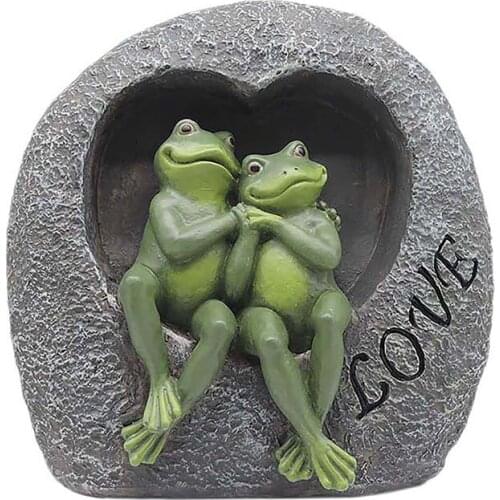 Garden Frogs Couple Sculptures Romantic Polyresin Animal Figurine for Lovers, Parents, Grandparents, Wedding Anniversaries
