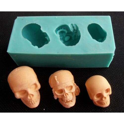Silicone Mould Three Skulls Halloween sugarcraft cake decorating fondant mold Cake Decorating tools