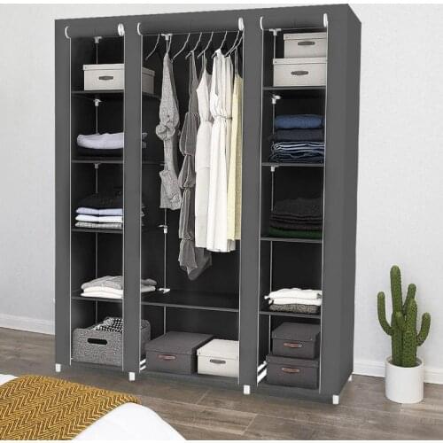 Non-woven Cloth Wardrobe Folding Clothing Storage Cabinet Dustproof Moistureproof Closet Storage Shelf Bedroom Furniture HWC