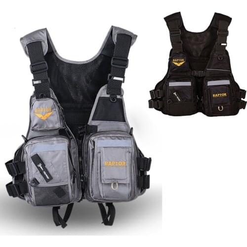 2021 reflective fishing life jacket high buoyancy life vest large multi-function multi-pocket outdoor fishing vest