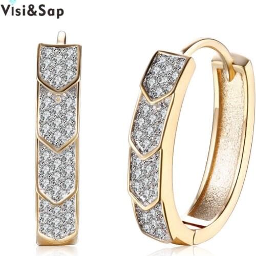 Visisap Arrow Shape Shining Cubic Zirconia Hoop Earrings For Women Girls Earring Fashion Jewelry Champagne Gold Color VKZCE137