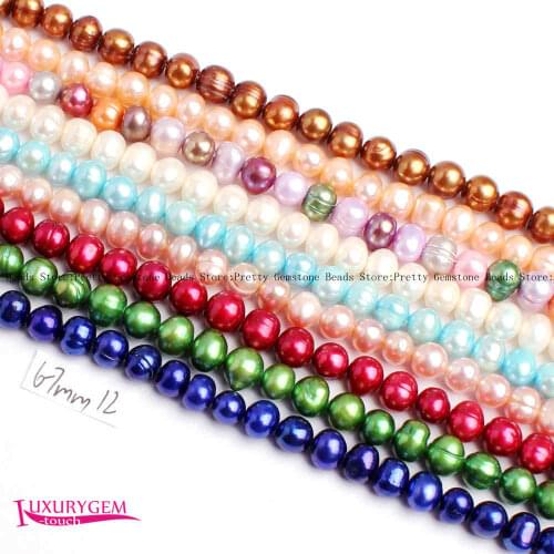 High Quality 6-7mm Multicolor Natural Freshwater Pearl Oval Shape DIY Gems Loose Beads Strand 15" Jewelry Making wj413