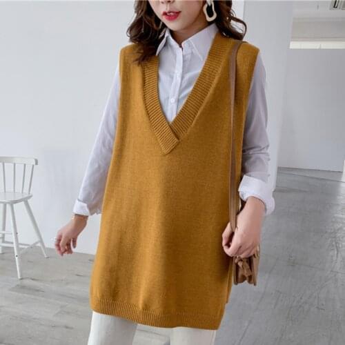 ZCSMLL 2021 autumn New V-neck Solid Color Seelveless Knit Sweater Streetwear Fashion Loose Wild Outgoing Vest Female AF727