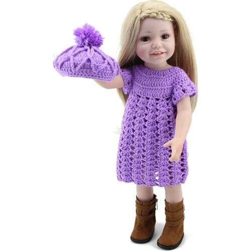 18'' Full Vinyl American Princess Girl Dolls Reborn Baby Doll Playmetes Special Toys for Girls Gift Blonde Hair Wigs Brown Eyes