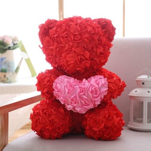 40cm Romantic Rose Flower Plush Bear Toys Women Valentines Day Gift Soap Foam Artificial Plush Teddy Bear Doll Girlfriend Gift