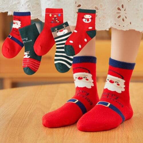 5Pairs/lot Baby Christmas Gift for Newborns Childrens Cotton Knit Kids Santa Claus Anime Clothing Toddlers Socks Girls Kids Boy
