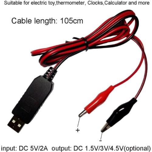 AA AAA Battery Eliminator USB 5V to 1.5V/3V4.5V Step-down Clip Cable Adjustable Voltage Converter Line For Clocks Remote Control