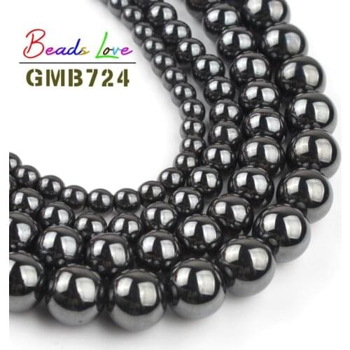 Natural Stone Beads Black Hematite 2 3 4 6 8 10 12mm Round Loose Beads for Jewelry Making Handmade DIY Necklace Bracelet 15 Inch