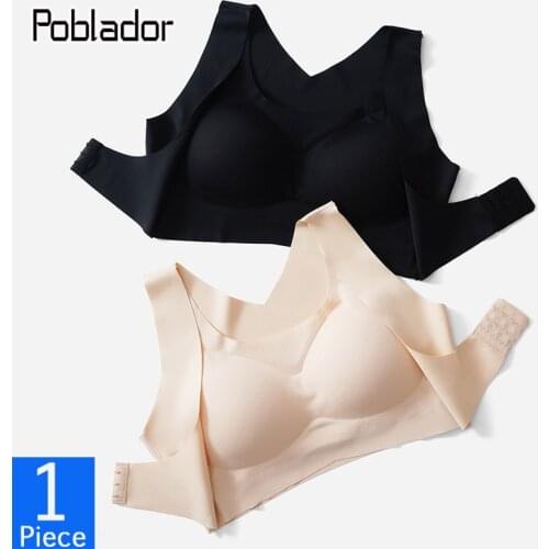 Poblador Large Size Seamless Womens Bras Breathable Sports Top Bra Solid Sexy Lingerie Soft Comfort Push Up Brassiere Tube Top