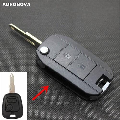 AURONOVA for Peugeot 106 206 306 406 2 Buttons Car Key Case NE73 Blade Remote Control Modified Upgrade Flip Folding Key Shell