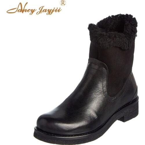 Winter Women Adult Boots Ladies Shoes Ankle Zipper Round Toe Square heel Basic Mature Concise Fashion Elegant Nancyjayjii 2019