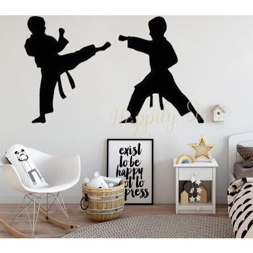 Karate Kids Wall Sticker Childrens Room Judo Vinyl Decal Taekwondo Stickers Marital Home Decoration Murals P690