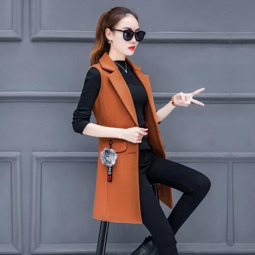 Long vest for women female business office wear clothing waistcoat ladies long vest female sleeveless jacket women KK2646