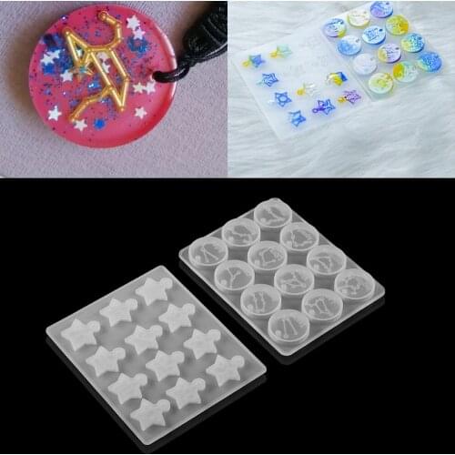Twelve Constellations Round Star Pendant Silicone Molds Astrology Epoxy Resin Mold For DIY Necklace Jewelry Making Accessories